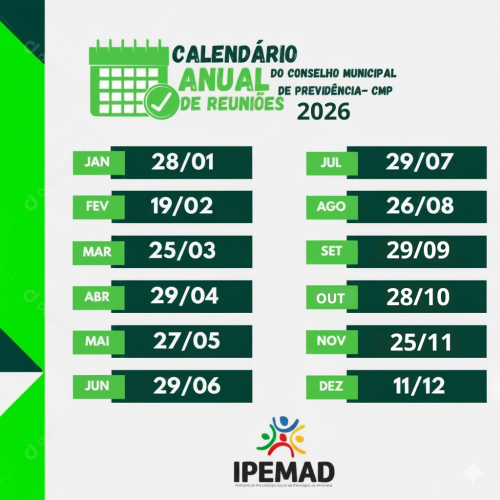 CALENDÁRIO ANUAL DE REUNIÕES DO CMP